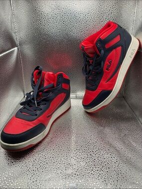 Fila Red and Navy Lace-Up Athletic Sneakers